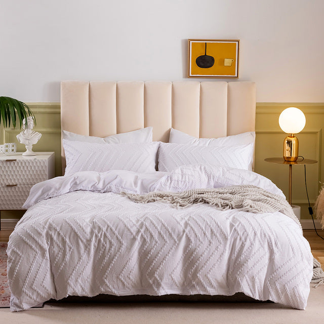 White Pleated Duvet Cover Set