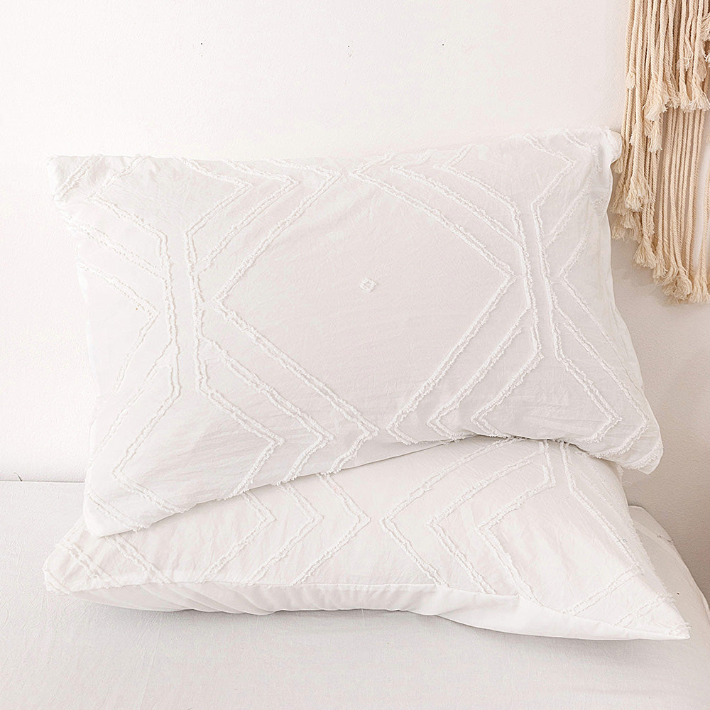 White Pleated Duvet Cover Set