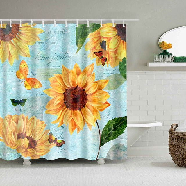 Waterproof Vintage Flower Shower Curtain