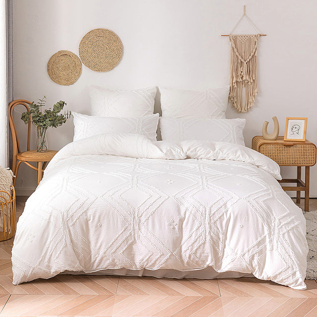 White Pleated Duvet Cover Set