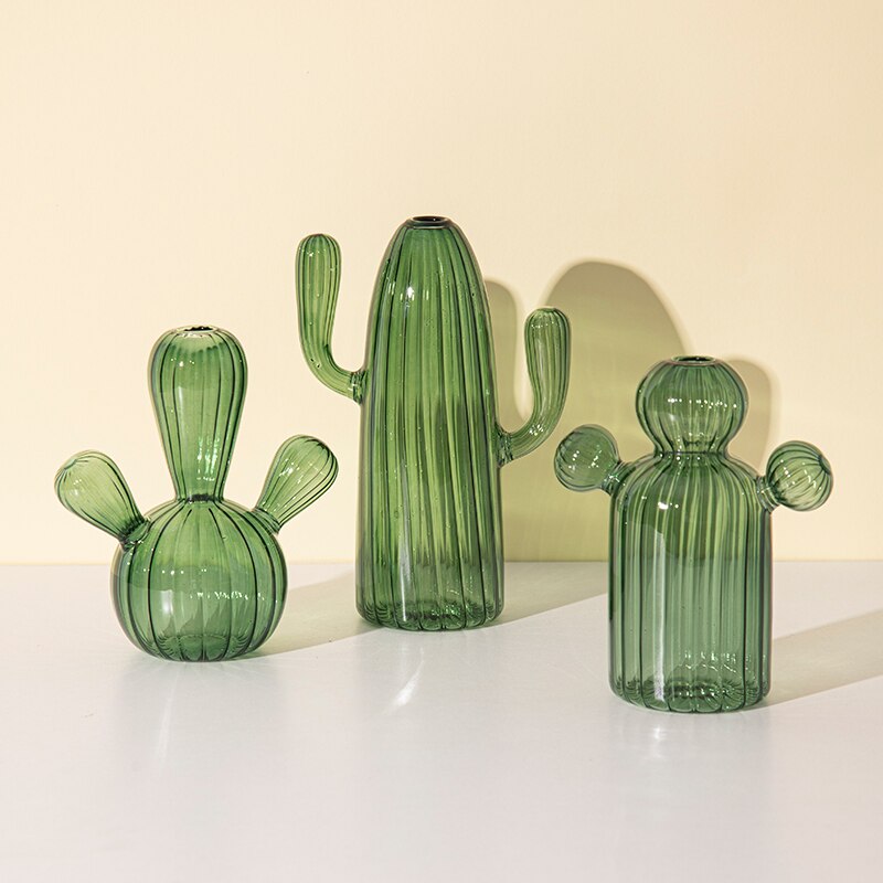 Cactus Shaped Glass Vase