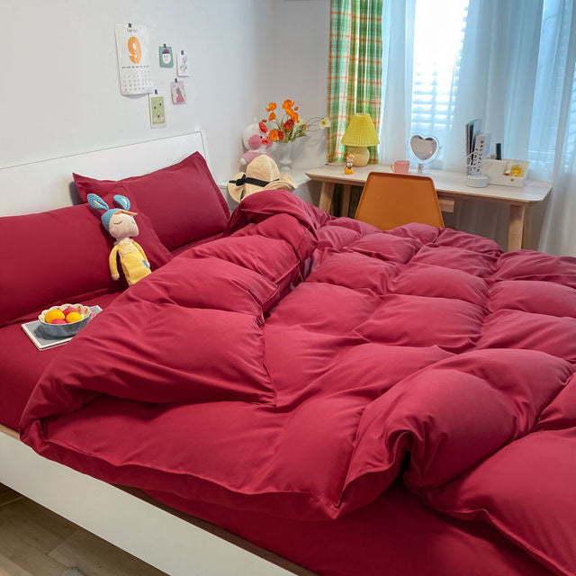Soft Solid Color Duvet Cover & Pillowcase