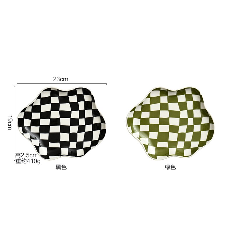 Nordic Checkerboard Ceramic Jewelry Plate