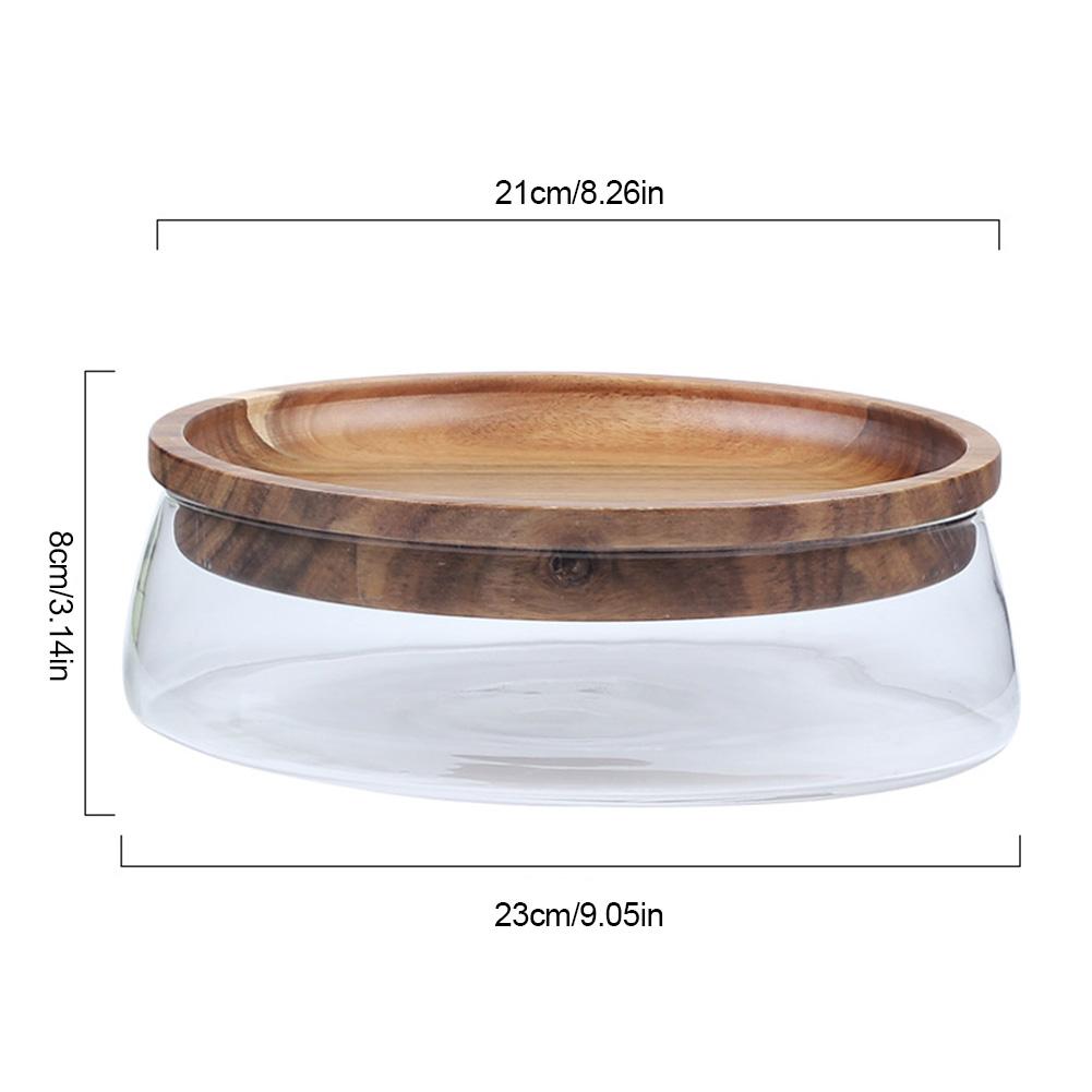 Glass Snack Bowl with Wood Cover