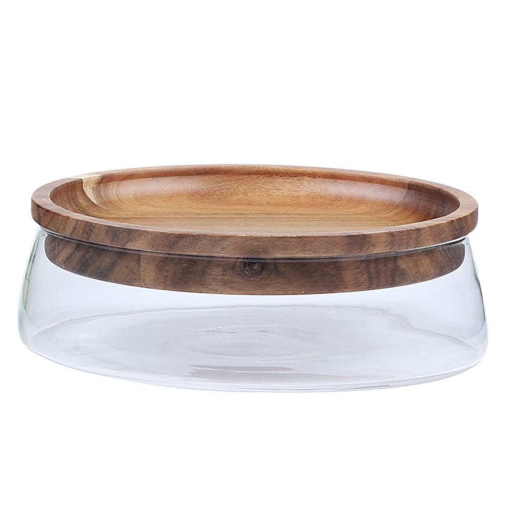 Glass Snack Bowl with Wood Cover