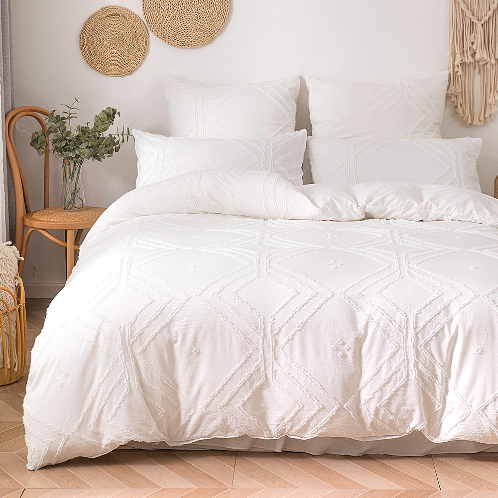 White Pleated Duvet Cover Set