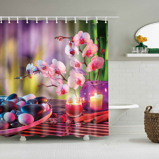 Waterproof Vintage Flower Shower Curtain