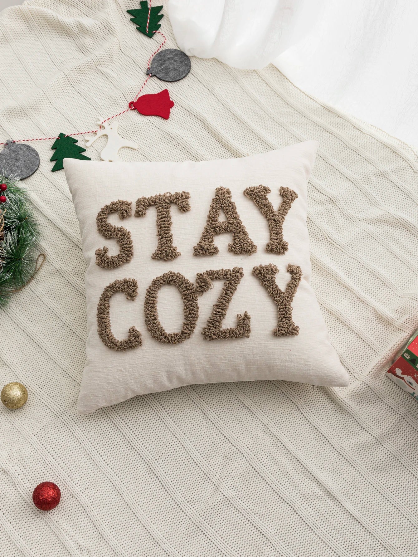A brown letter pillowcase set with Nordic modern wind loop velvet technology used for Christmas decoration, sofa, indoor bedroom
