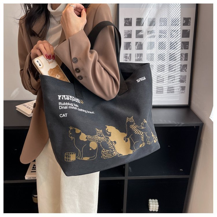 Cute Cat Tote Bag | Printed Canvas Tote Bag