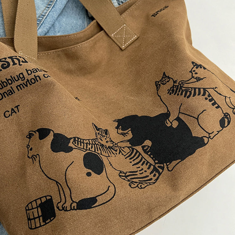 Cute Cat Tote Bag | Printed Canvas Tote Bag