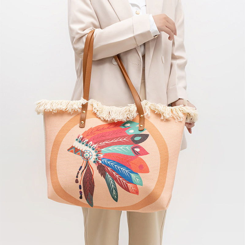 Boho Tote Bag | Large Commuter Style Women's Canvas Tote Bag
