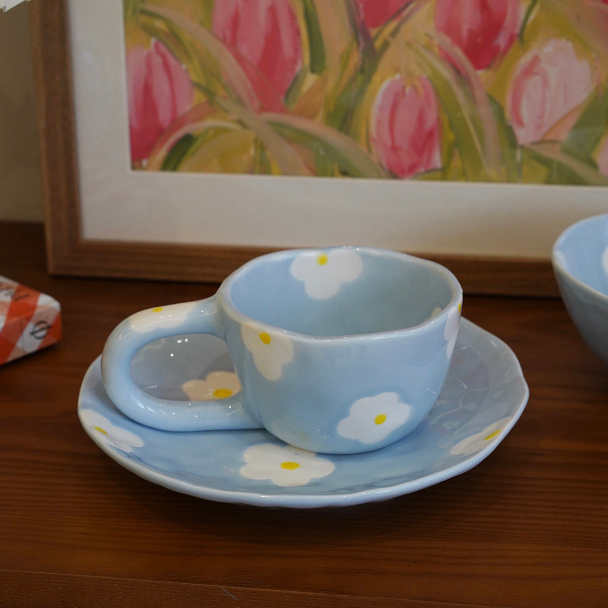 Hand-Painted Floral Porcelain Cup and Saucer Set &ndash; Vibrant Design