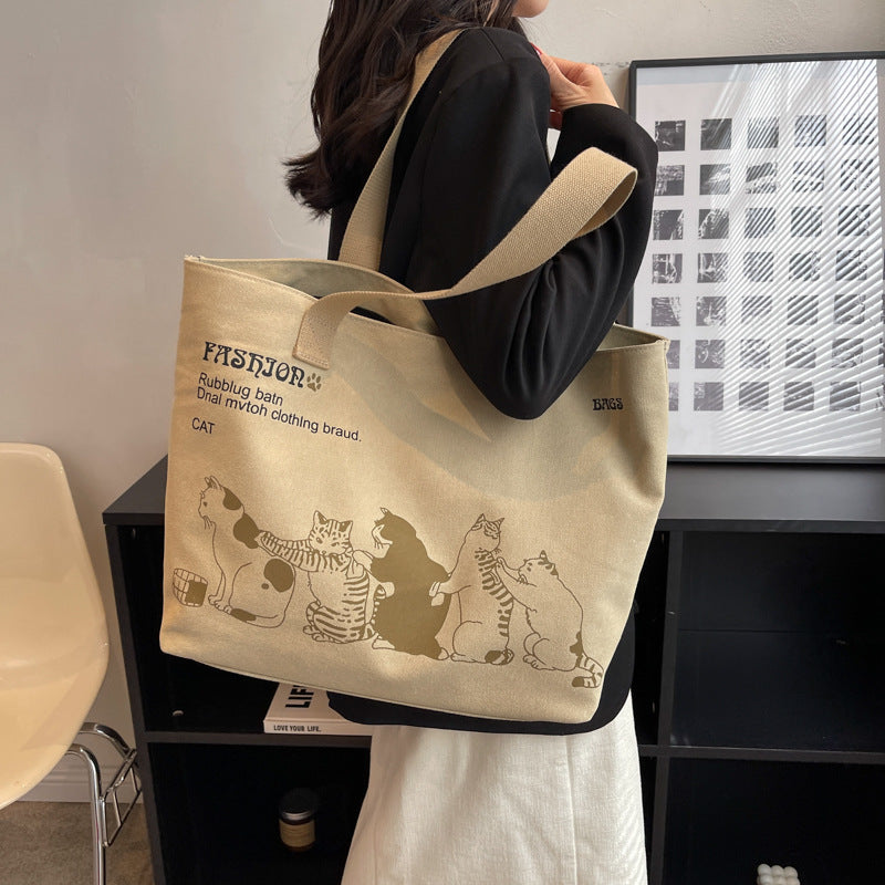 Cute Cat Tote Bag | Printed Canvas Tote Bag