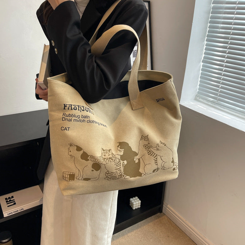 Cute Cat Tote Bag | Printed Canvas Tote Bag