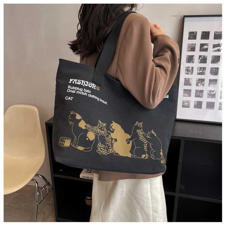 Cute Cat Tote Bag | Printed Canvas Tote Bag