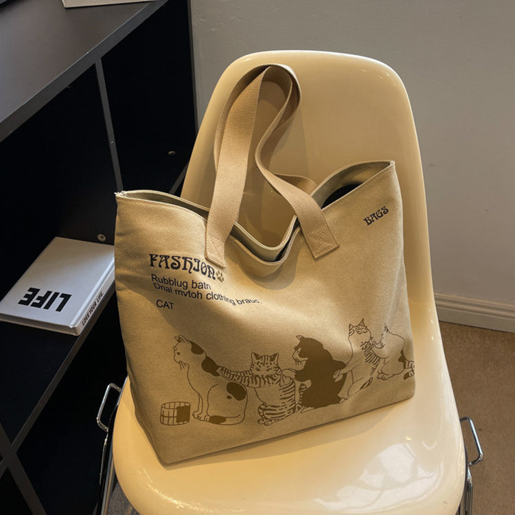 Cute Cat Tote Bag | Printed Canvas Tote Bag