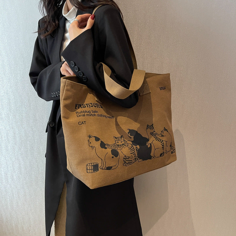 Cute Cat Tote Bag | Printed Canvas Tote Bag