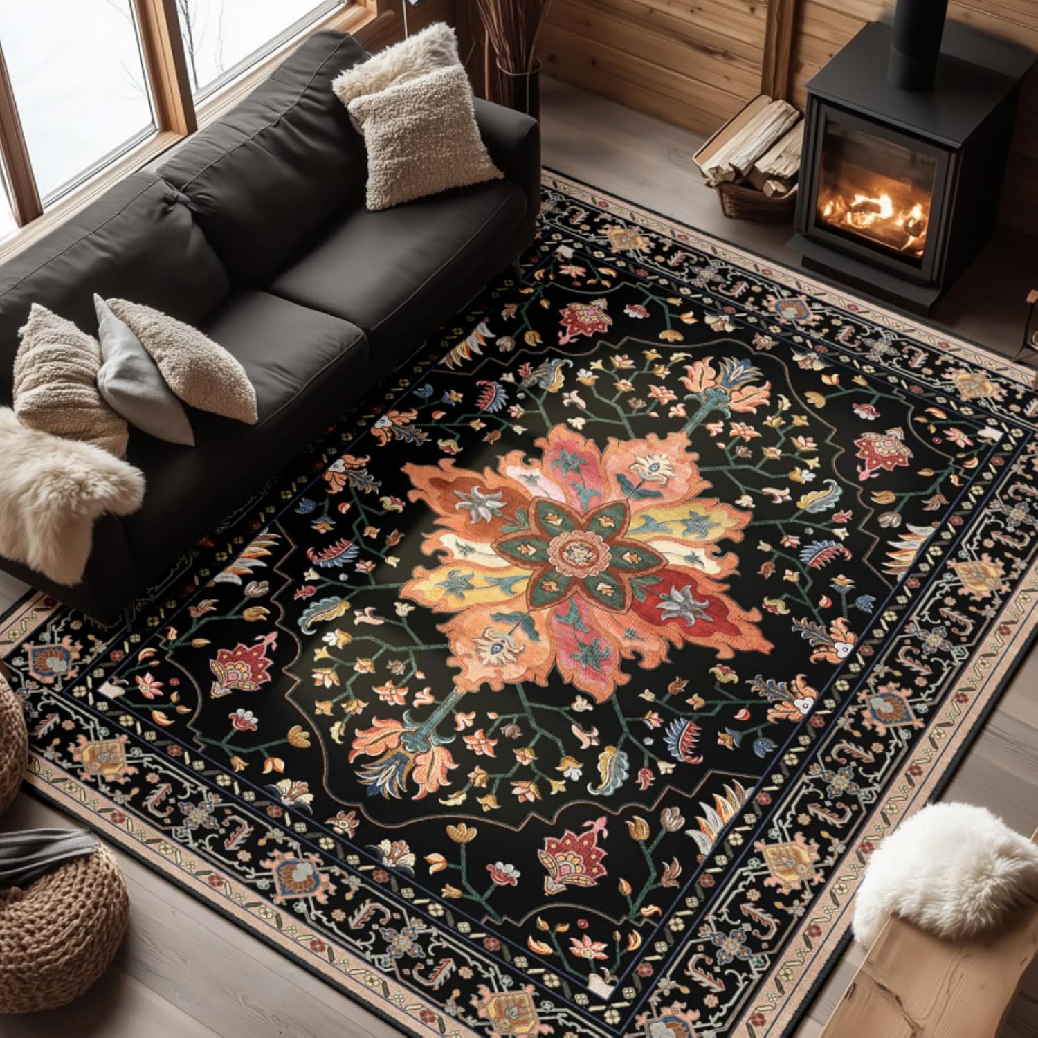 Florence | Custom Boho Floral Rugs Washable Print Carpet Runner