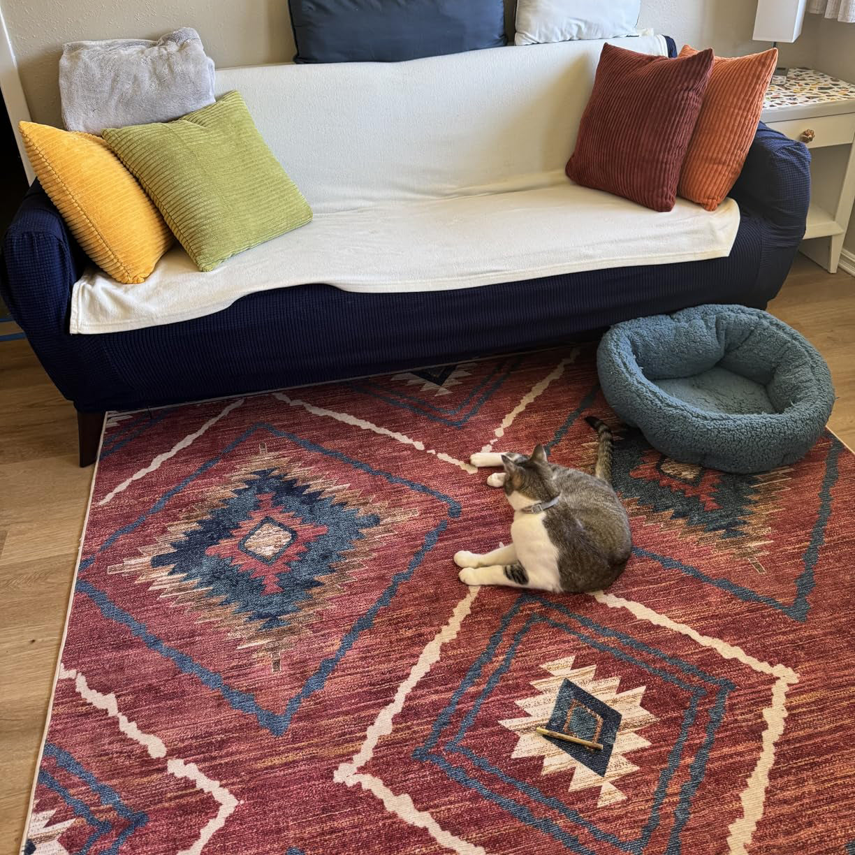 Selma | Custom Washable Rugs Print Carpet Runner Red Orange | Multi Color