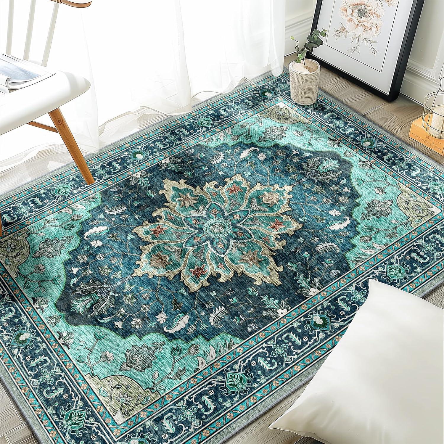 Florence | Custom Boho Floral Rugs Washable Print Carpet Runner