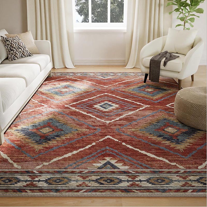 Selma | Custom Washable Rugs Print Carpet Runner Red Orange | Multi Color