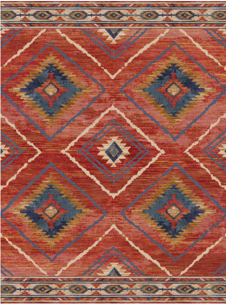 Selma | Custom Washable Rugs Print Carpet Runner Red Orange | Multi Color