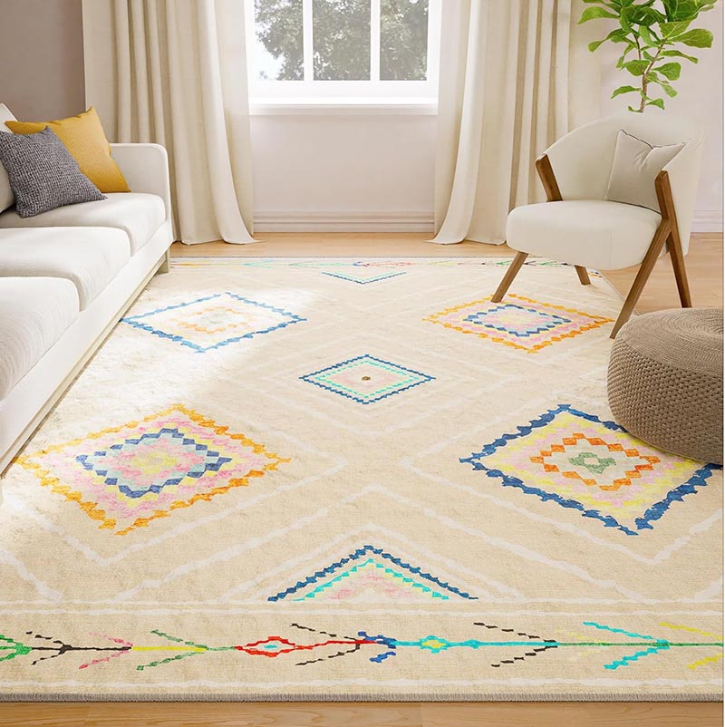 Selma | Custom Washable Rugs Print Carpet Runner Red Orange | Multi Color