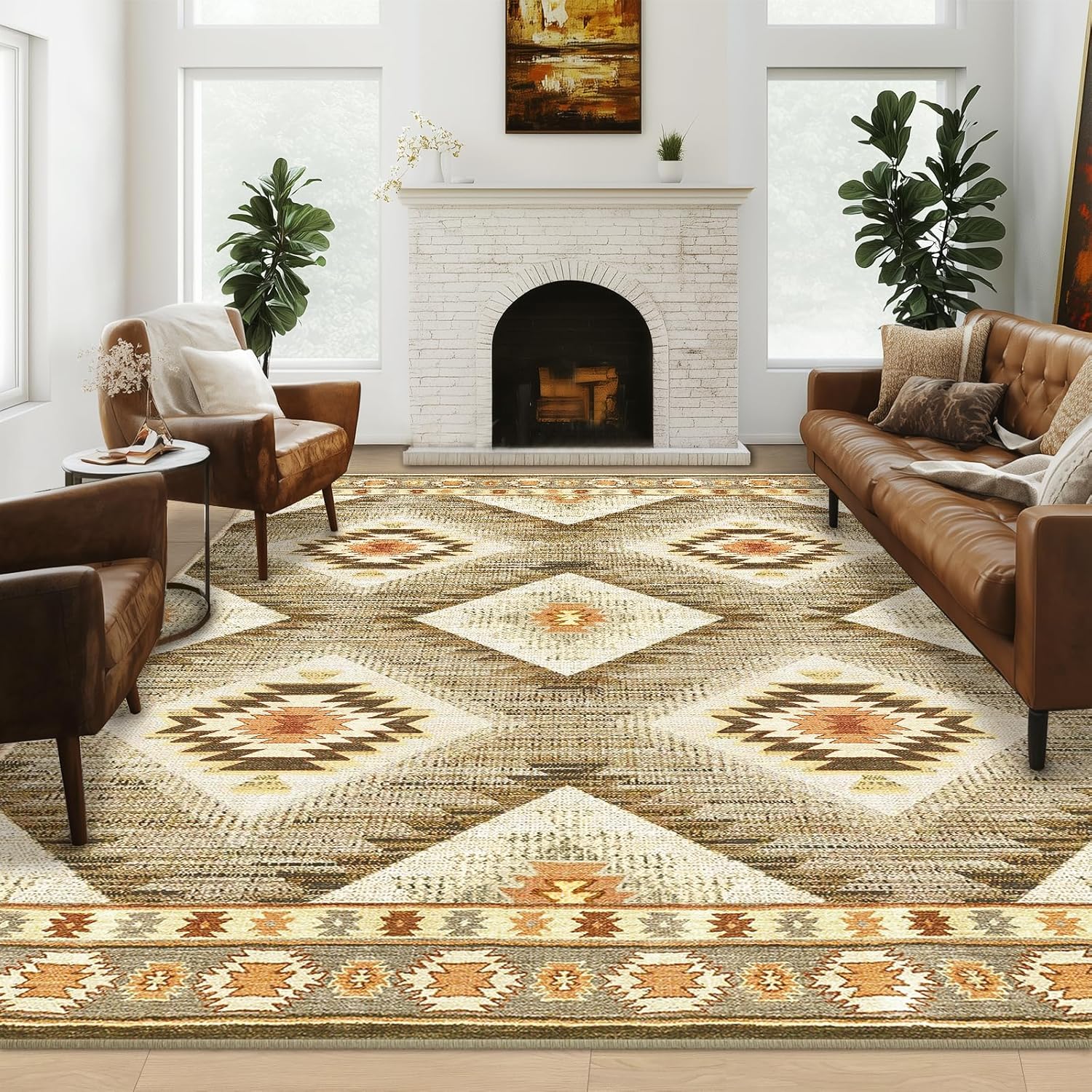Selma | Custom Washable Rugs Print Carpet Runner Red Orange | Multi Color