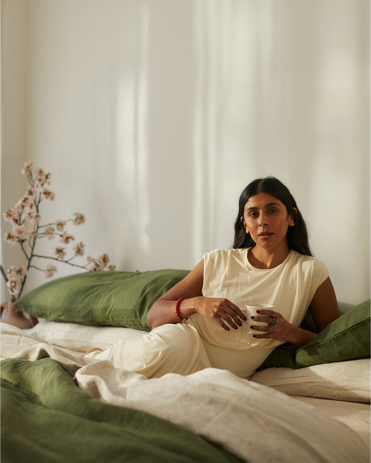 Olive 100% French Flax Linen Bedding Set