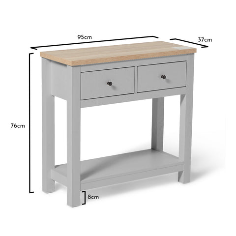 Bampton 2 Drawer Console Table - Stone Grey - VUSOLIFE