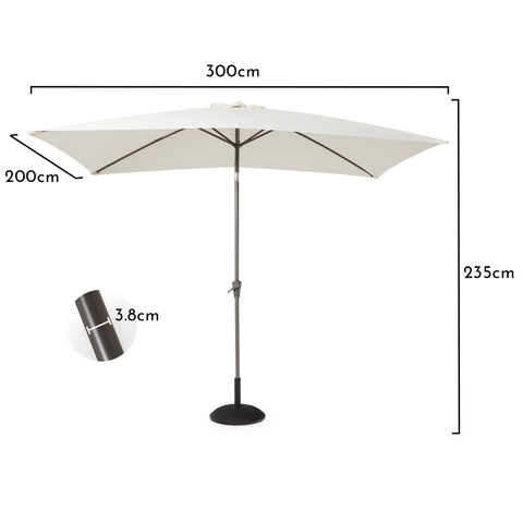 Conjunto de jantar Marston em rattan para 8 pessoas com guarda-sol premium creme e capa - Marrom Natural