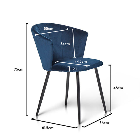 Cleo Blauer Samt-Esszimmerstuhl - VUSOLIFE