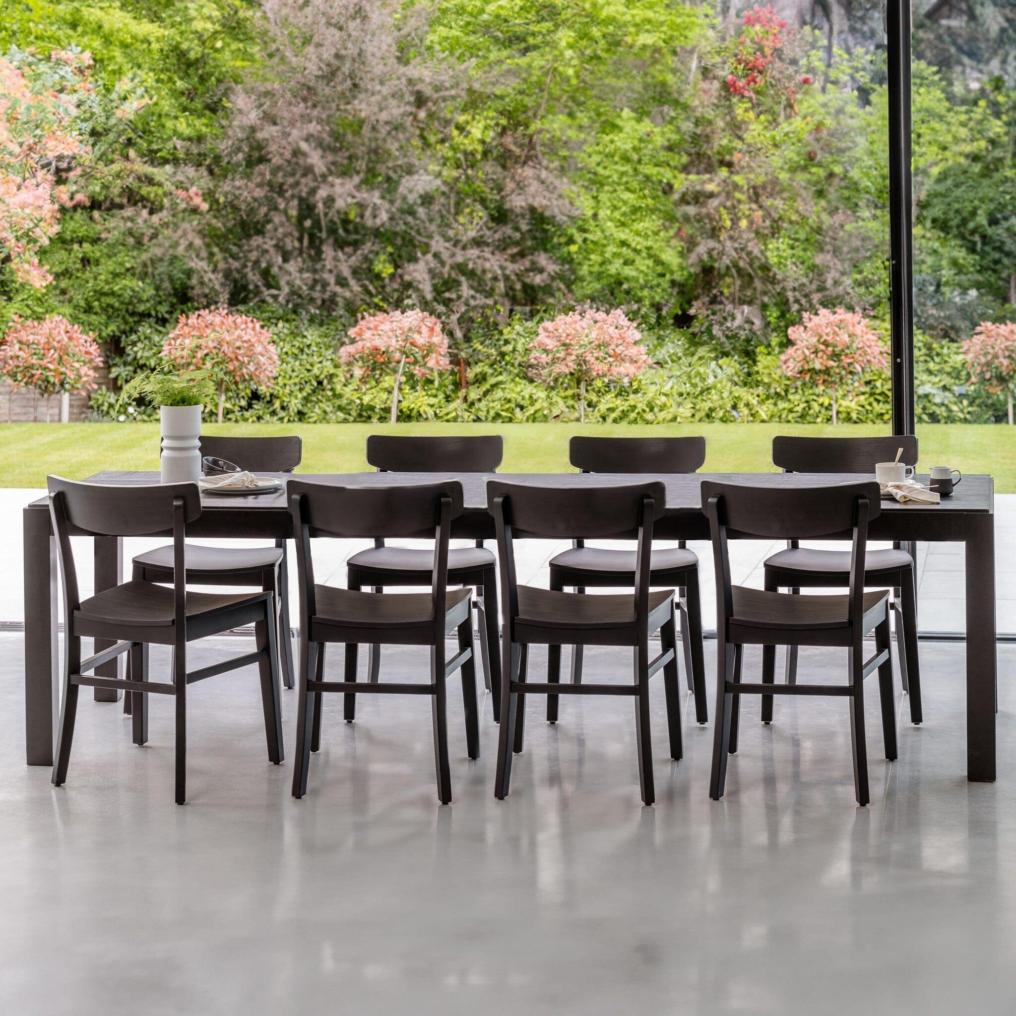 Magnus Black Extendable Dining Table Set 8 Seater Black Wooden Chairs