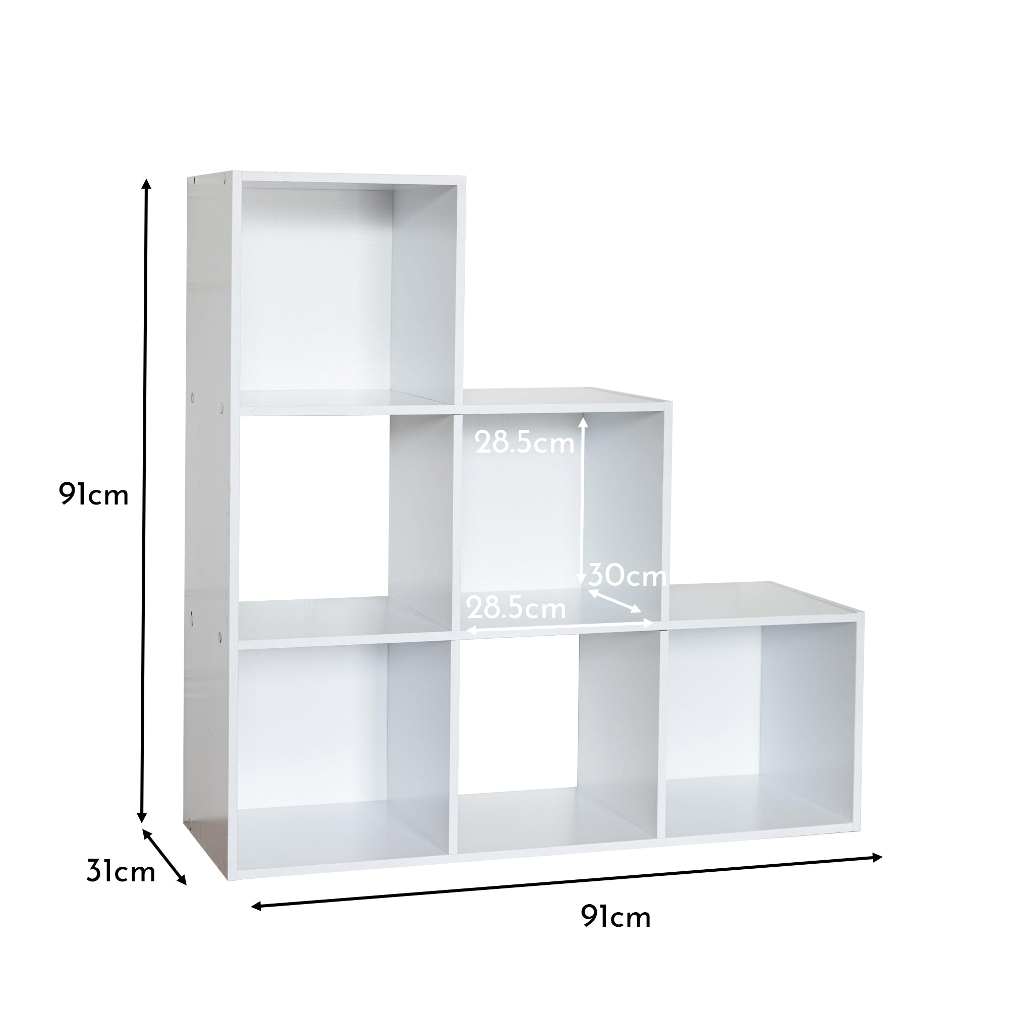Bibliothèque 6 cubes avec échelle de rangement - blanc