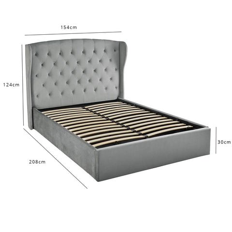 Daisy Tweepersoonsbed Ottomaanse Bed - Grijs Fluweel