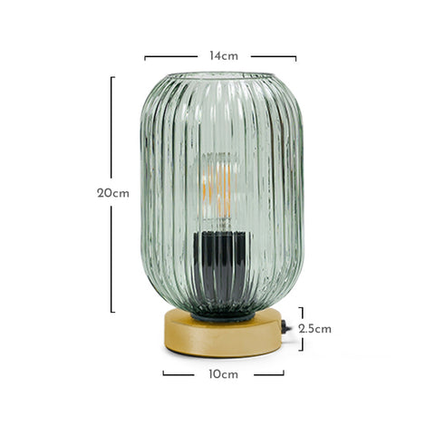 Green Fluted Glass Table Lamp with Gold Base - VUSOLIFE