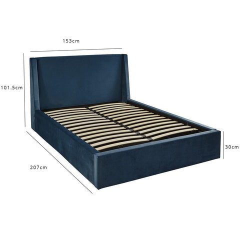 Blauwe fluwelen tweepersoons ottomane bed- en matrasset - VUSOLIFE