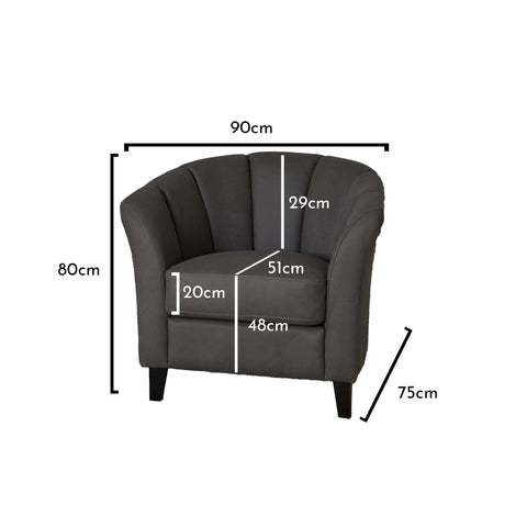 Fauteuil Florence en cuir vegan gris acier - VUSOLIFE