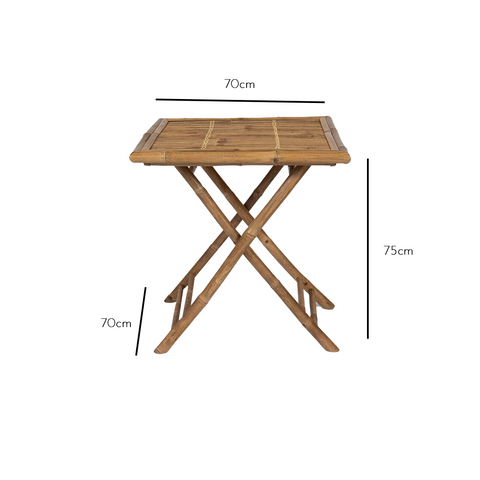 Mesa plegable cuadrada de bambú Lila de 70 cm