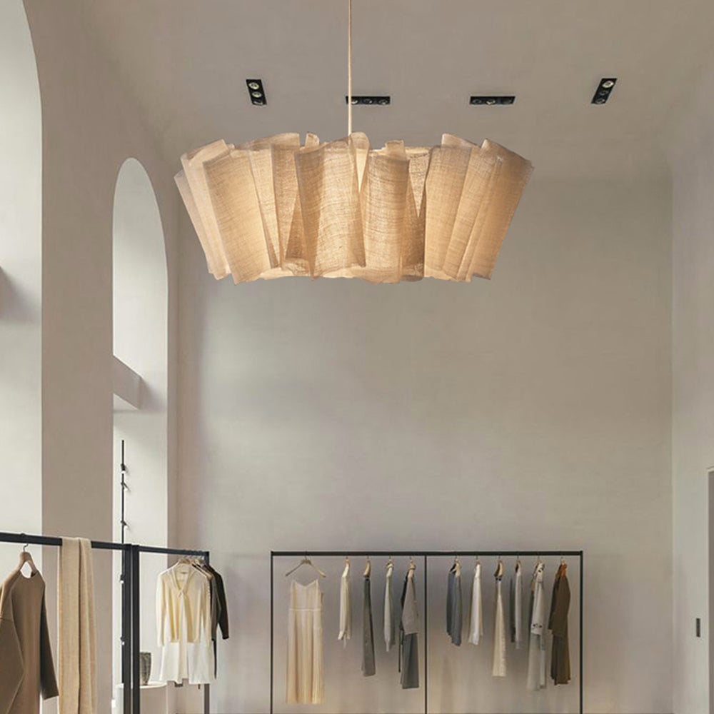 Nordic Linen Pleated  Fabric Pendant Light Lampshade