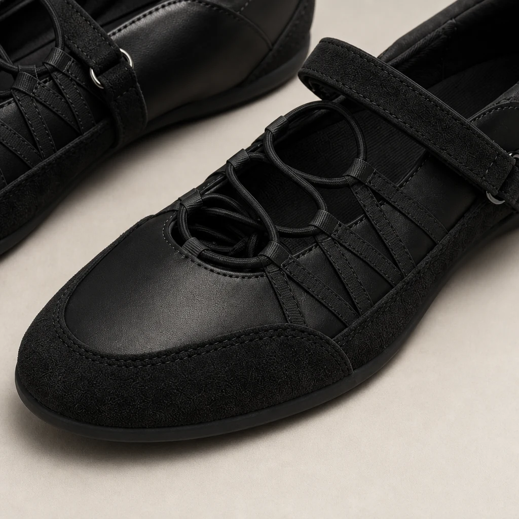 Close detail of laces strap and soft trim