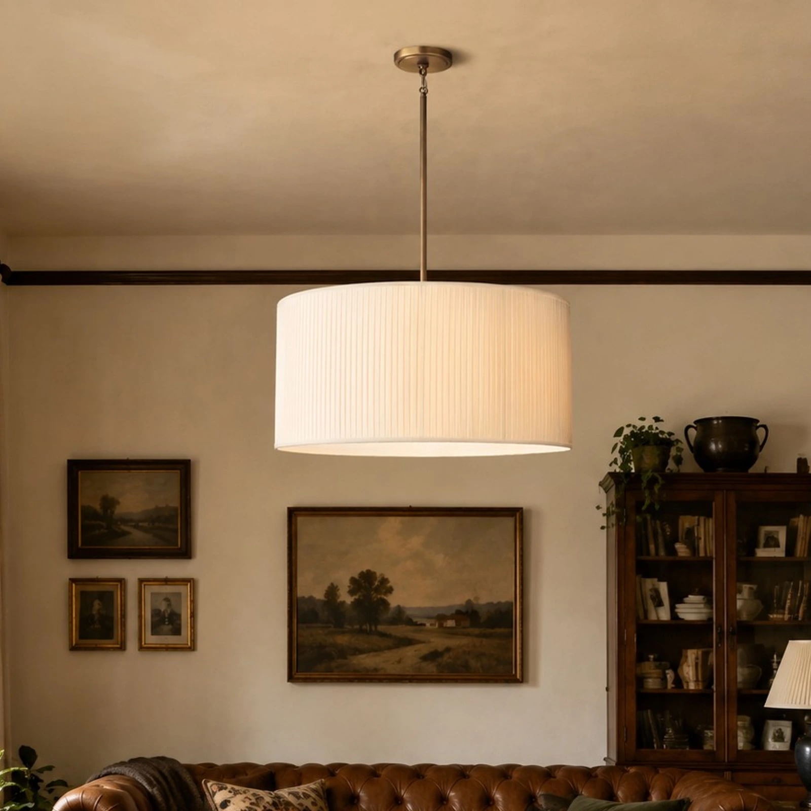 Dumora chandelier above a classic sofa setting