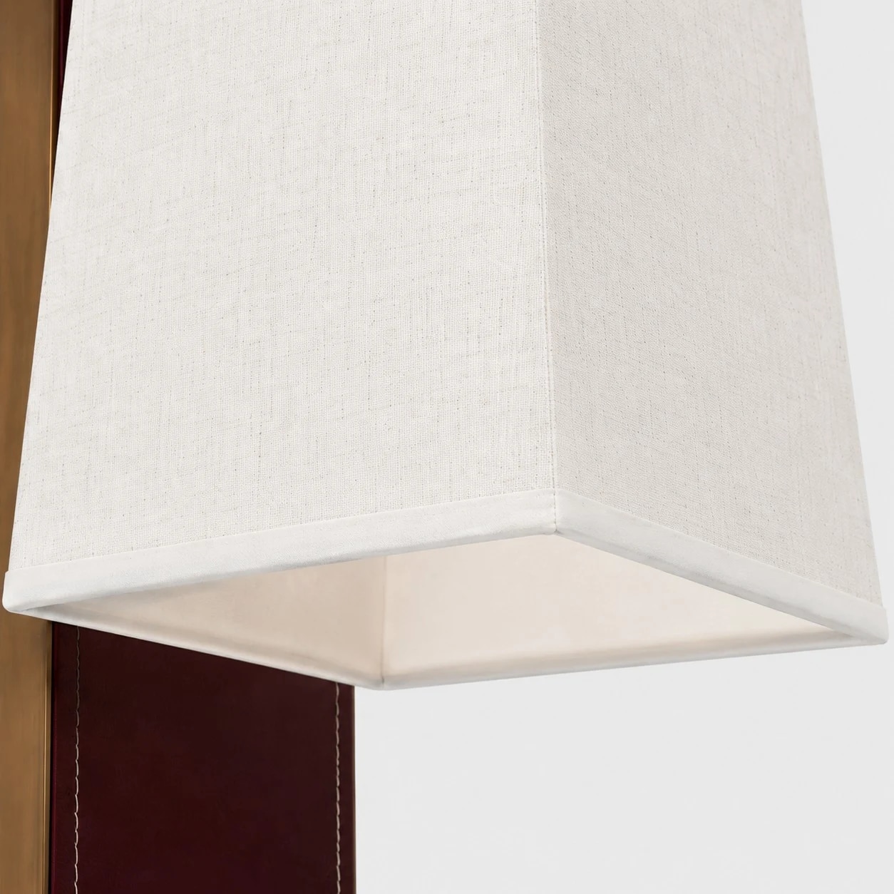 French Vintage Wine Red Fabric Shade Wall Sconce lower shade edge detail