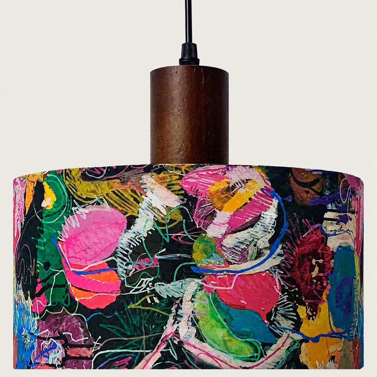 Painterly floral cotton shade close detail