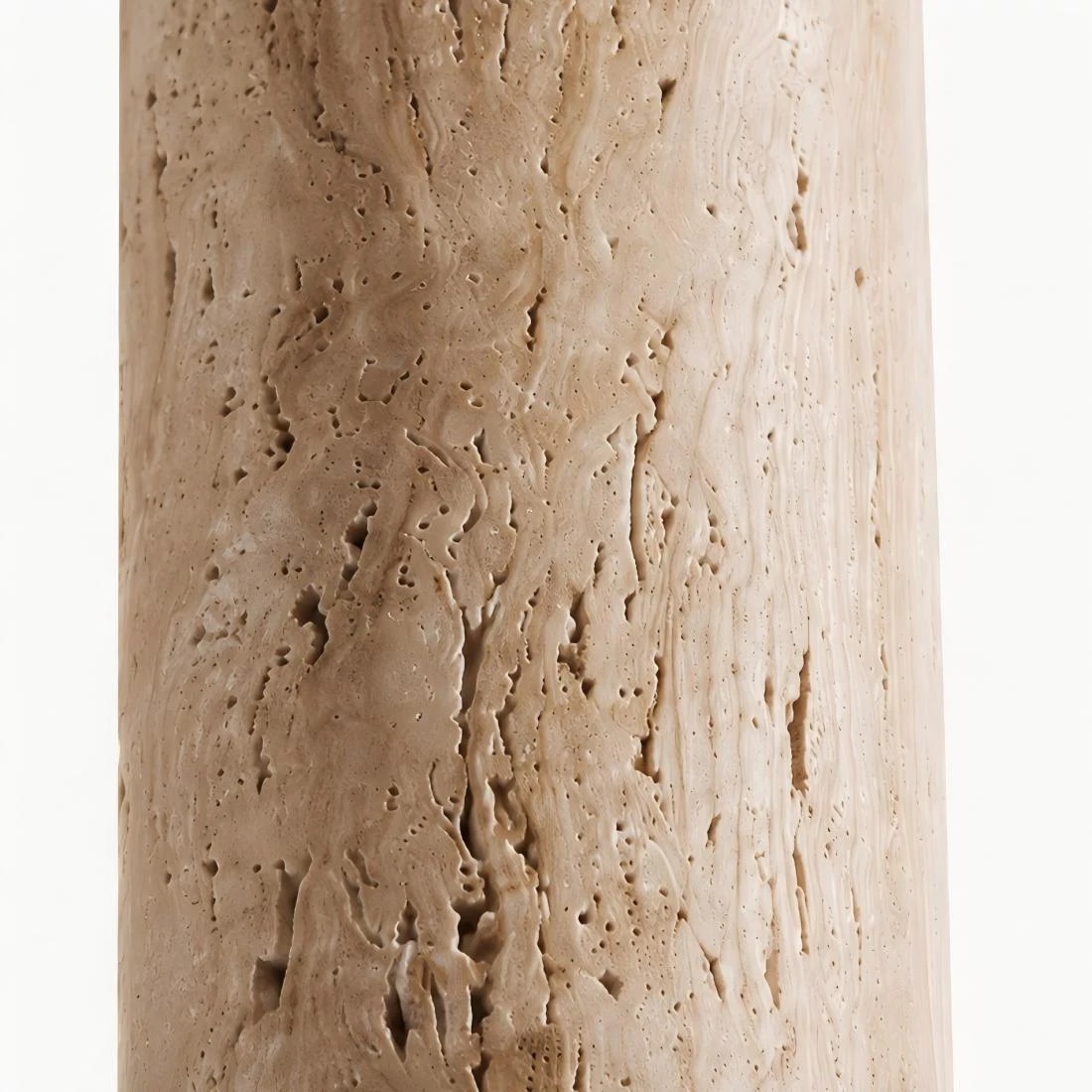 Close-up of yellow travertine grain and cavities
