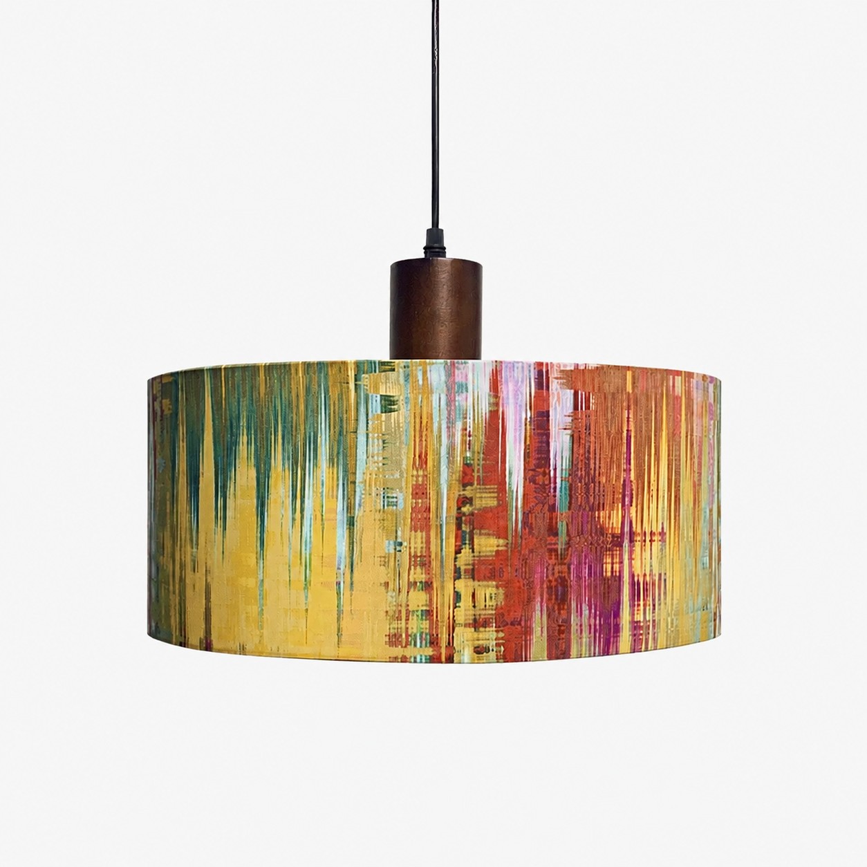 Golden Wash fabric drum pendant