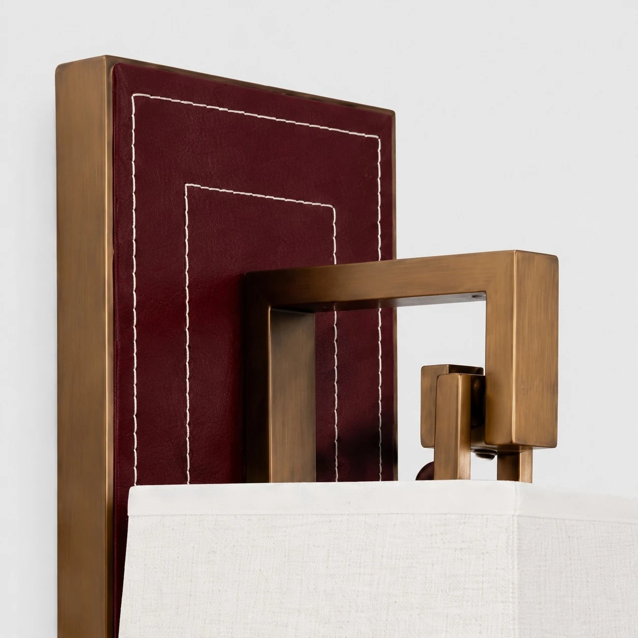 French Vintage Wine Red Fabric Shade Wall Sconce detail