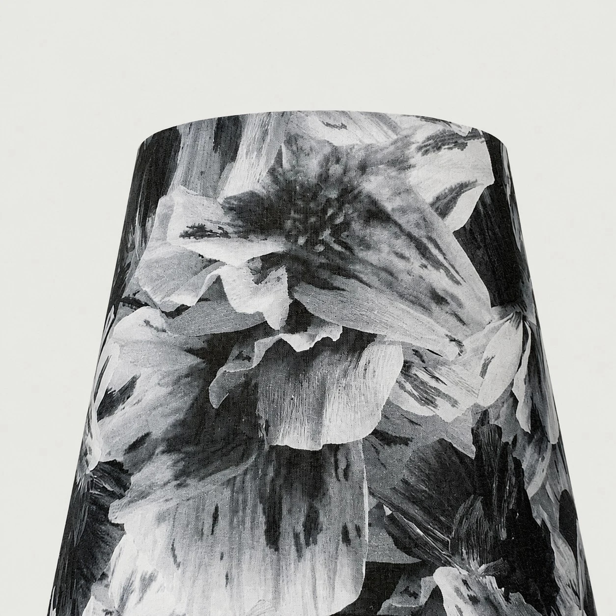Black and white floral shade close-up