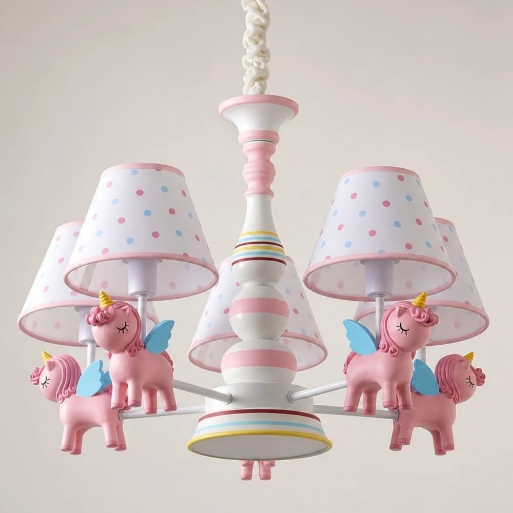 Pink fabric shade and resin accent detail