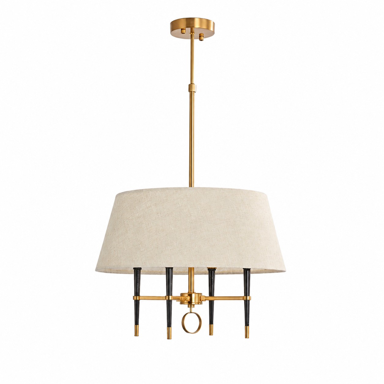 Tela drum shade chandelier full product view